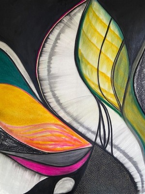Abstract Original Pastel & Charcoal Drawing On Quality Paper Signed Fine Art