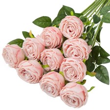 Fake Roses, Artificial Silk Flowers with Long Stems, Realistic Rose for Wedding