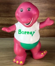 Vintage 1993 Lyons Group Barney w/ White T-Shirt 5" Figurine PVC Purple Dinosaur