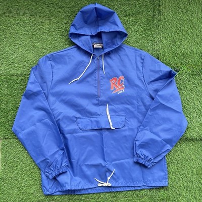 Vintage 90s RC Cola Soda Anorak Windbreaker Lightweight Blue Size L Made In USA