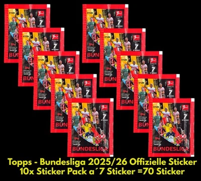 Topps Bundesliga STICKER 25/26 – 10 Päckchen a´7 Sticker - 2025 2026
