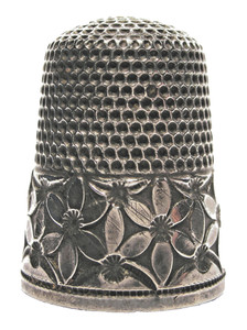 Popular Simons Sterling Silver Thimble w/ Abstract Flowers or Daisies  c.1920's