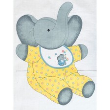 Baby Elephant FABRIC PANEL by VIP, 1 Yard, Makes Stuffed Elephant Toy 100 Cotton