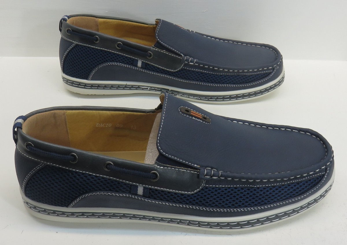Brix Dacio 09 Mens Navy Blue Slip on Loafers Boat Shoes 