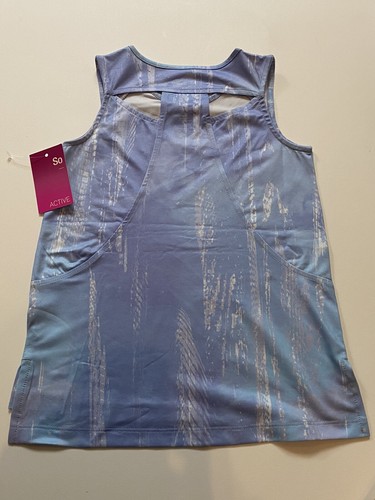 NWT So Active Girls XXS (4-5) Mesh Blocked Performance Tank Periwinkle MSRP $20 - Picture 6 of 8