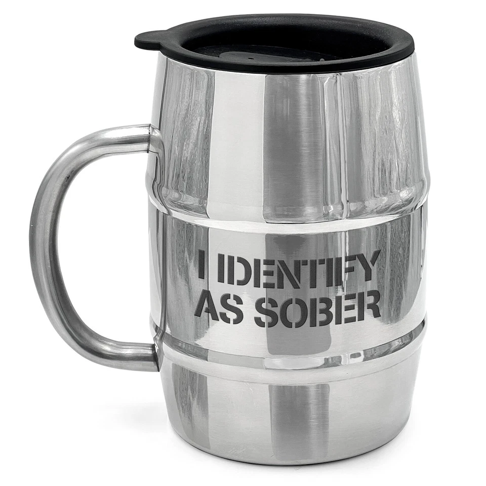 SoHo Funny Insulated Mug Gift for Men 20oz Insulated Cup “I Identify as Sober” - Image 2 of 4