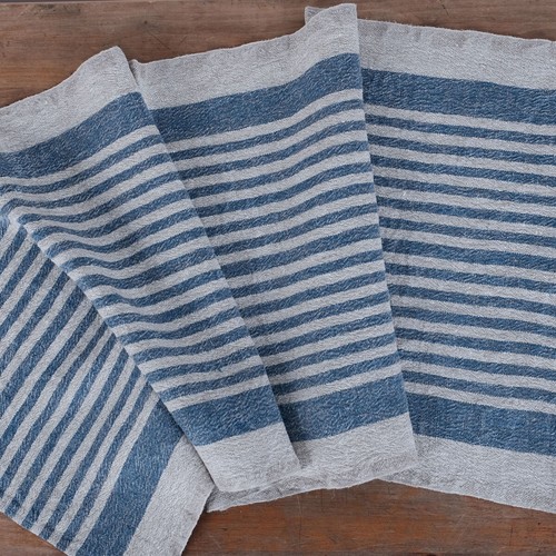 100% linen fabric 340gsm French grey green stripes grain sack vintage linen flax - Picture 8 of 18