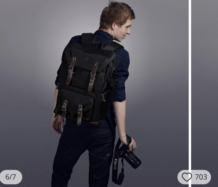 BAGSMART Backpack Canvas&Leather Retro Camera Bag NATIONAL GEOGRAPHIC - Image 3 of 4