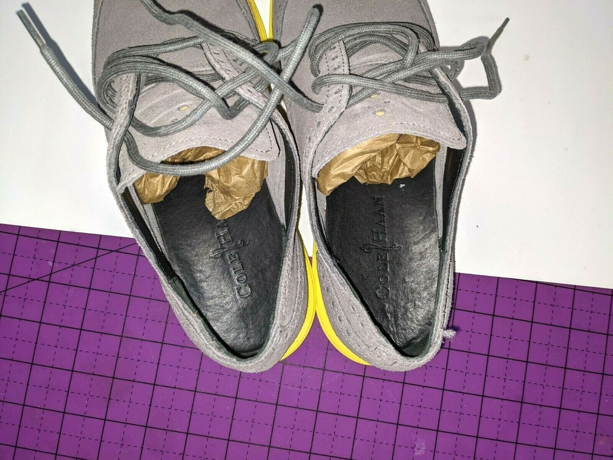 Cole Haan Lunargrand Wingtip Suede Oxford Grey & Yellow  display picture 3