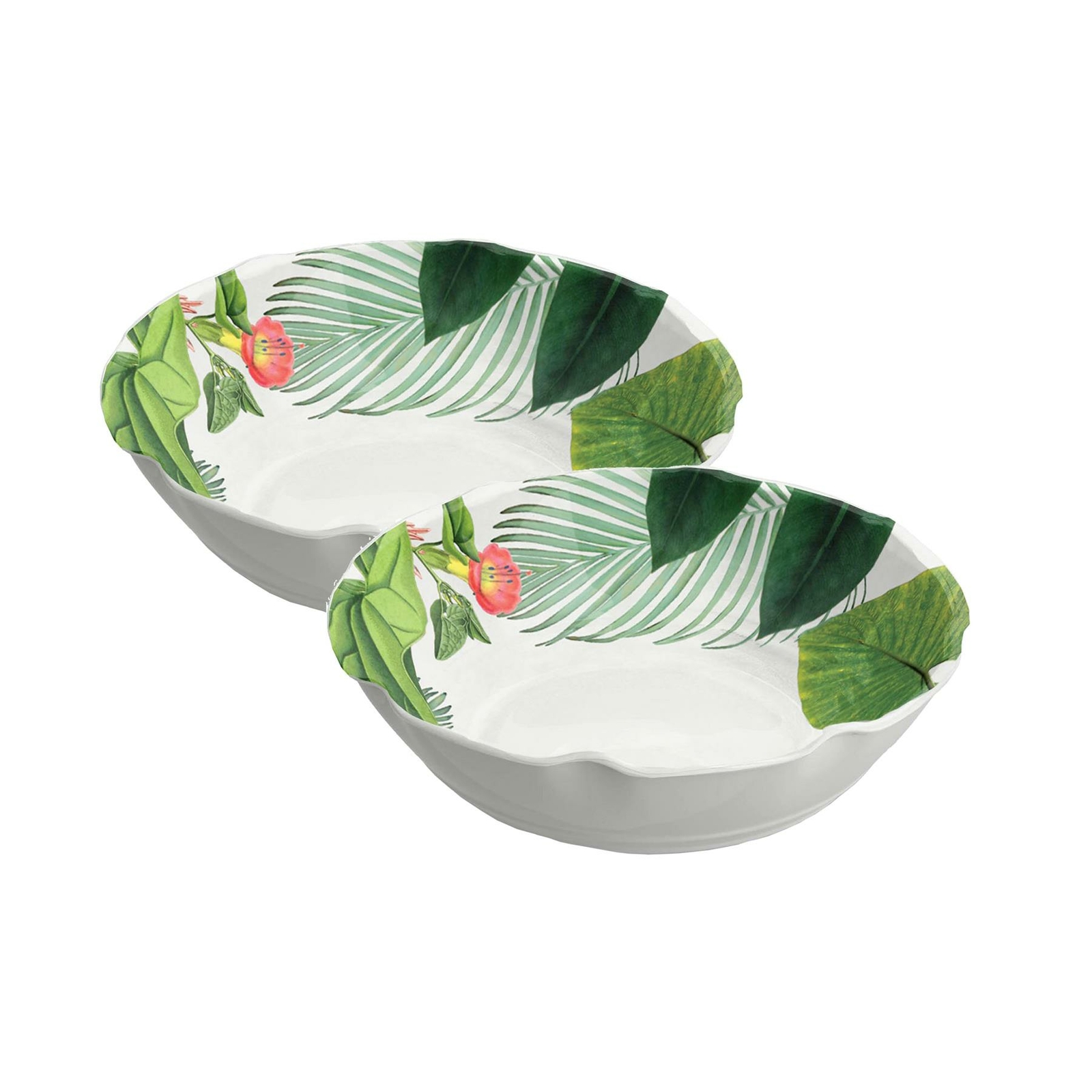 Amazon Floral Melamine/Plastic/BBQ/Outdoor Low Bowl x 2