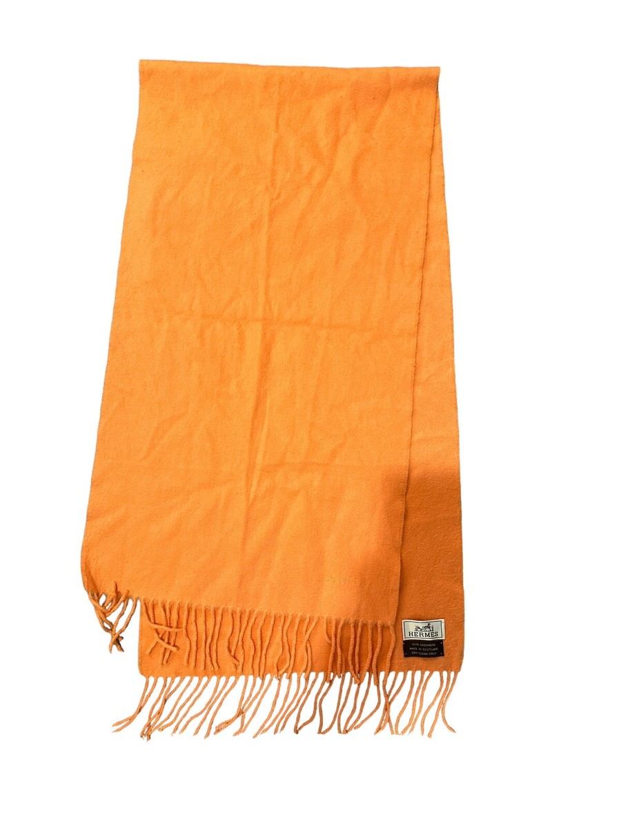 Hermes Shawl Cashmere Orange Preowned | eBay