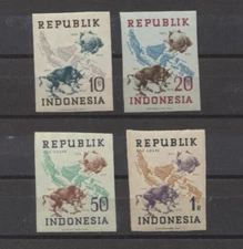 Indonesia Scott #62 -65 Mint NH IMPERFORATE 1949 UPU Set Map - UPU Emblem