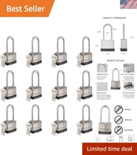 Keyed Alike 12 Lock Set - Nickel Plated 40mm Padlocks for Multi-Use Security