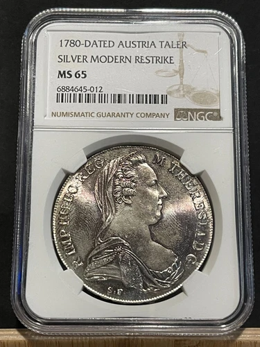 AUSTRIA Thaler 1780 - 20th C. Restrike Maria Teresa Crown, NGC MS 65 Gem UNC- X4