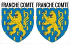 2x FRANCHE COMTE patches vinyl stickers 4x5cm coat of arms sticker