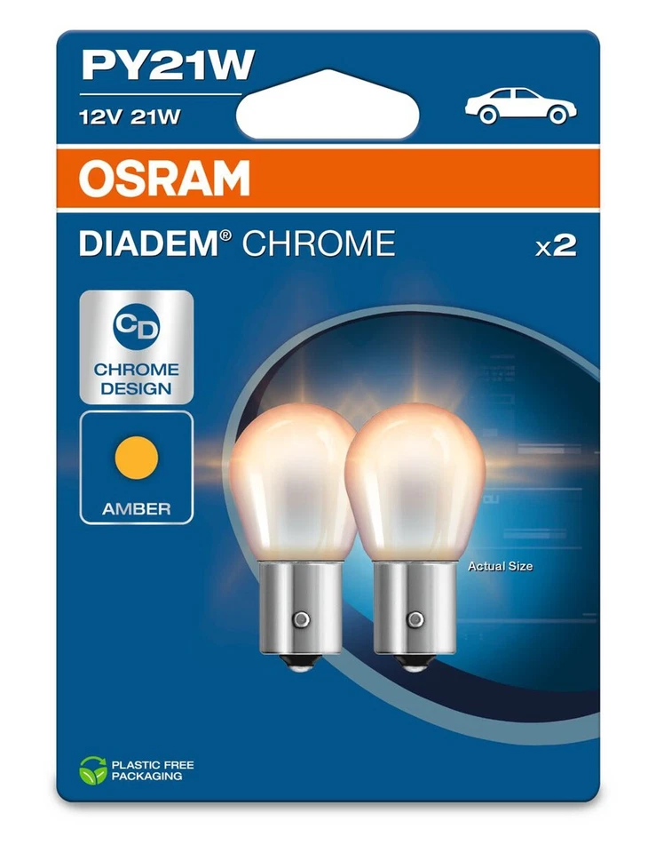 OSRAM DIADEM CHROME PY21W Blinker Lampe Birne 2x PY21W 12V 21W BAU15s - Bild 3 von 4