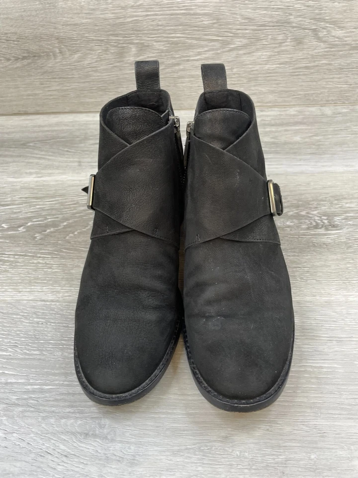 Eileen Fisher Savoy Mujer Botín Tobillo Motociclista Cremallera Lateral Cuero 7.5 Negro Zapatos Foto 2 de 4
