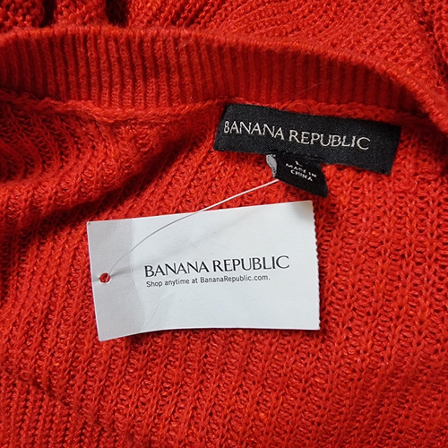 New Banana Republic Jumper Size L Orange Knit Short Sleeve Scoop Neck Pullover - Picture 12 of 14