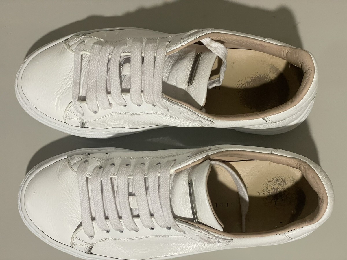 Fabiana Filippi White Leather Sneaker With Monili Details