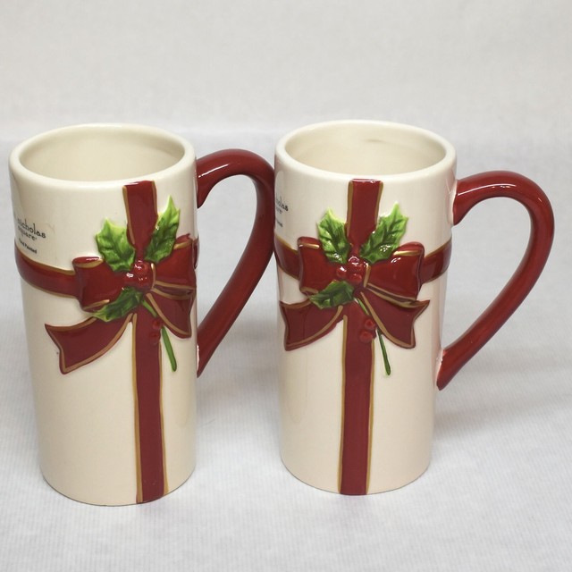 St. Nicholas Square Christmas Holly Jolly Tall Coffee Latte Mug 16 Oz