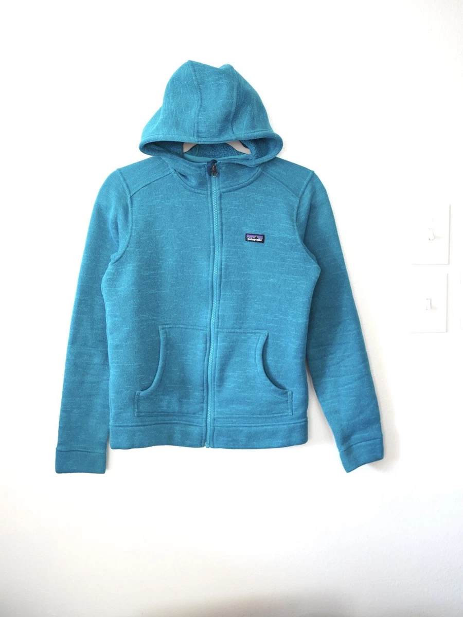 Patagonia Girls Sweater Hoody Heather Blue Fleece Hooded Jacket Sz