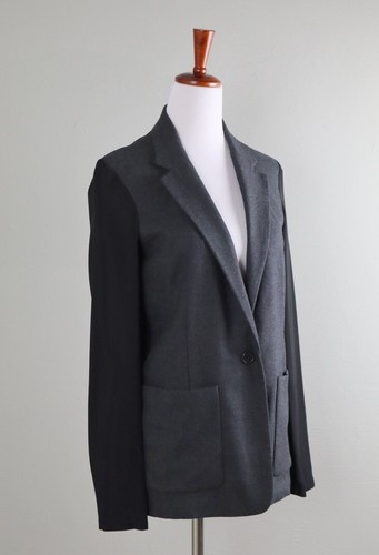 THEORY $395 Shatrice Mixed Materials Wool Silk Sheer Back Jacket Top Size 00 - Picture 2 of 6
