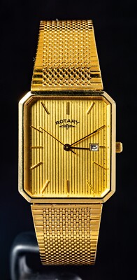 Rotary Bicolor Dial Tank Herren Quarz Dress Watch -- funktioniert, 25 x 29 mm Gehäuse