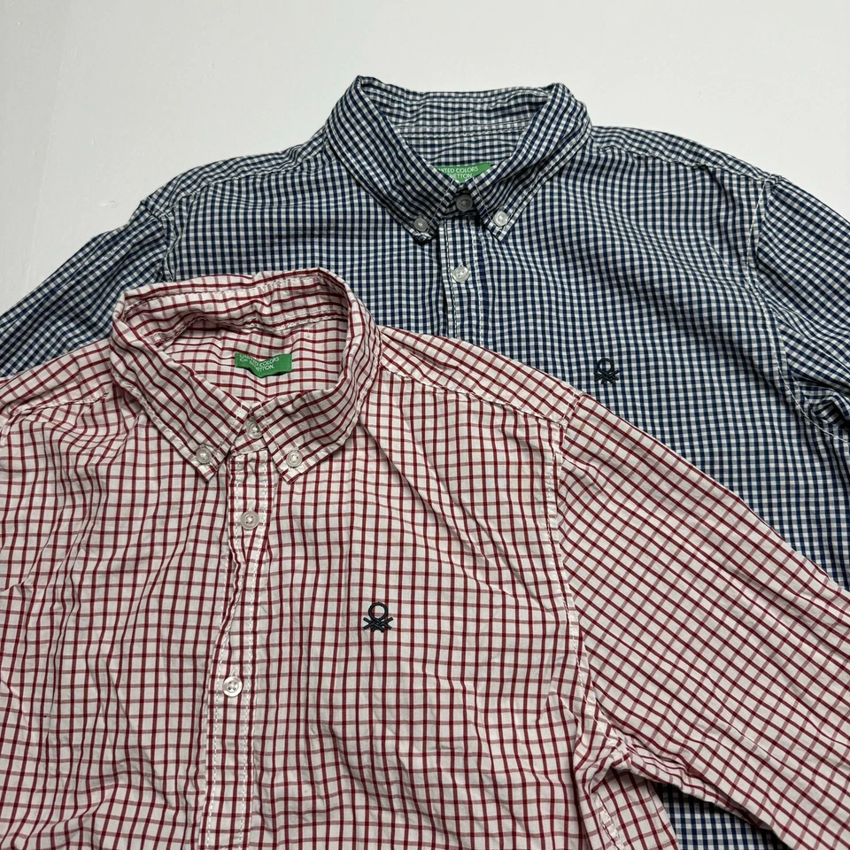 2 camisas Benetton ligeras de manga larga con botones a cuadros talla: 13-14 para niños Foto 2 de 4