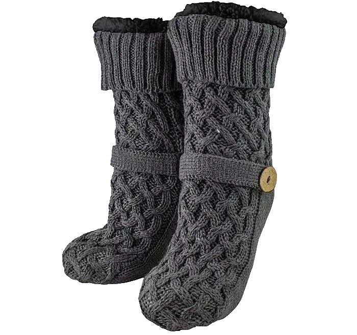 NEW Aromasole Argon Infused Sweater Socks NonSkid Slipper Grey Warm Comfy MinxNY