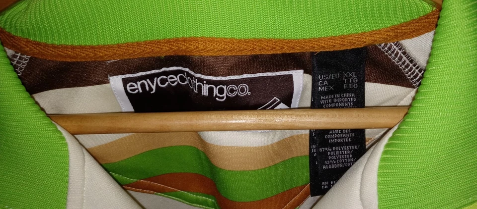 Chaqueta deportiva vintage Y2K Enyce BEIGE Y VERDE a rayas cremallera completa talla XXL Foto 4 de 4