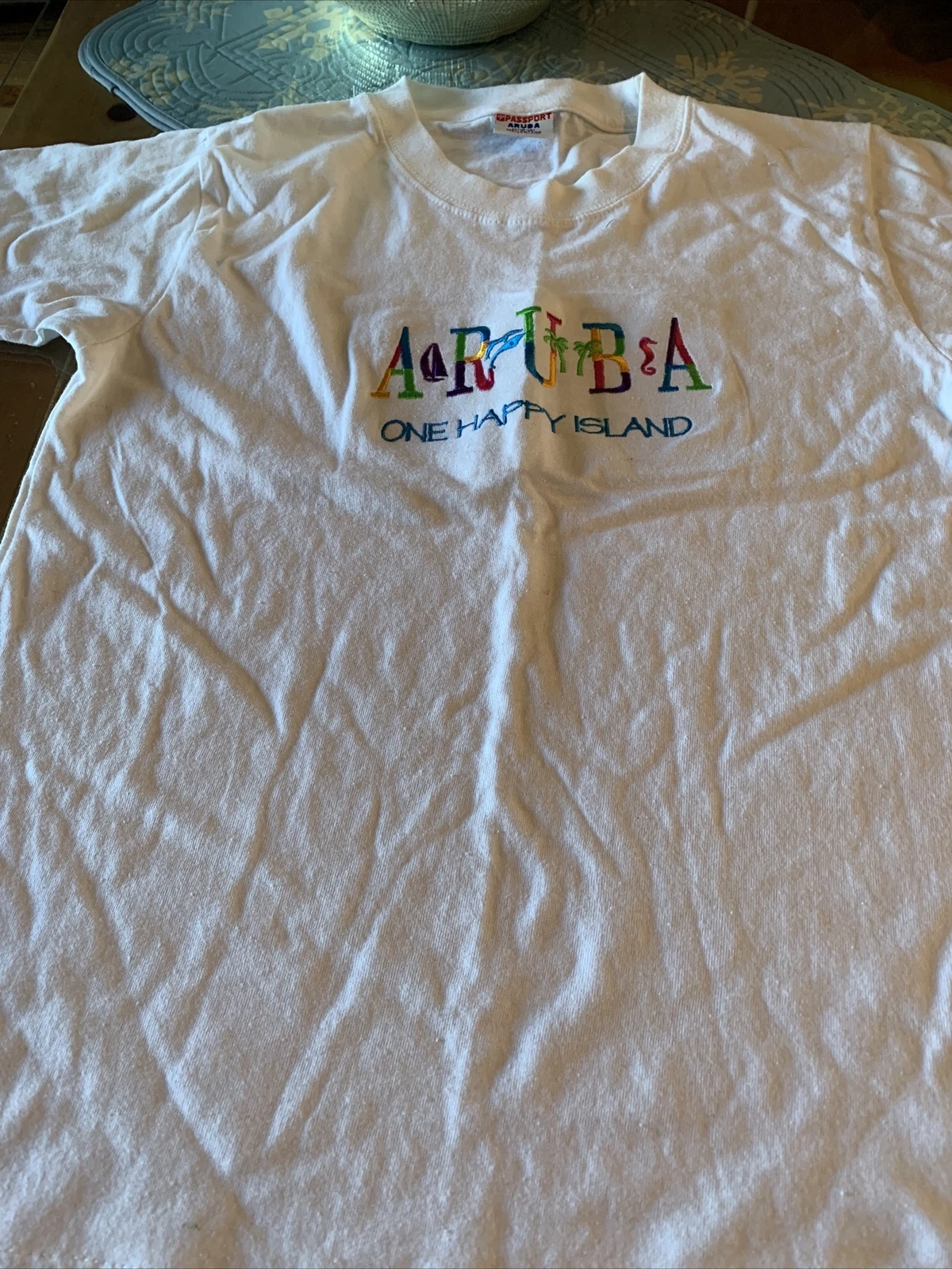 Children’s Unisex Med-10/12 Aruba One Happy Island T Shirt worn Only A Few X’s