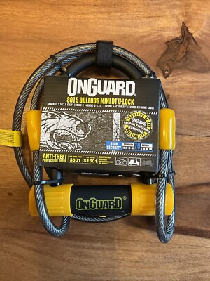 Onguard 8015 Bulldogge Mini U Lock 90 mm x 140 mm Diebstahlsicherung mit Kabel