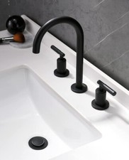 Matte Black Bathroom Faucet, Indare 360  Swivel Spout Two Handles Widespread ...