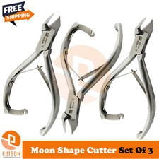 Moon Shape Thick Toe Nail Clipper Cutter Chiropody Podiatry Tools Set Of 3