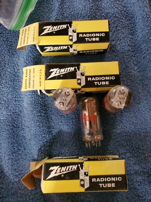Lot of 3, 6BE3 Radio Vacuum, Radio Power Tube. Zenith Radionic Tube. With Boxes.