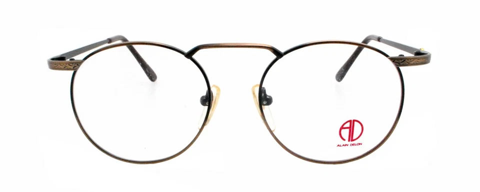 Nuevo Auténtico Raro Alain Delon 2930 4 Años 80 Vintage Bronce Redondo Metal Anteojos Foto 2 de 4