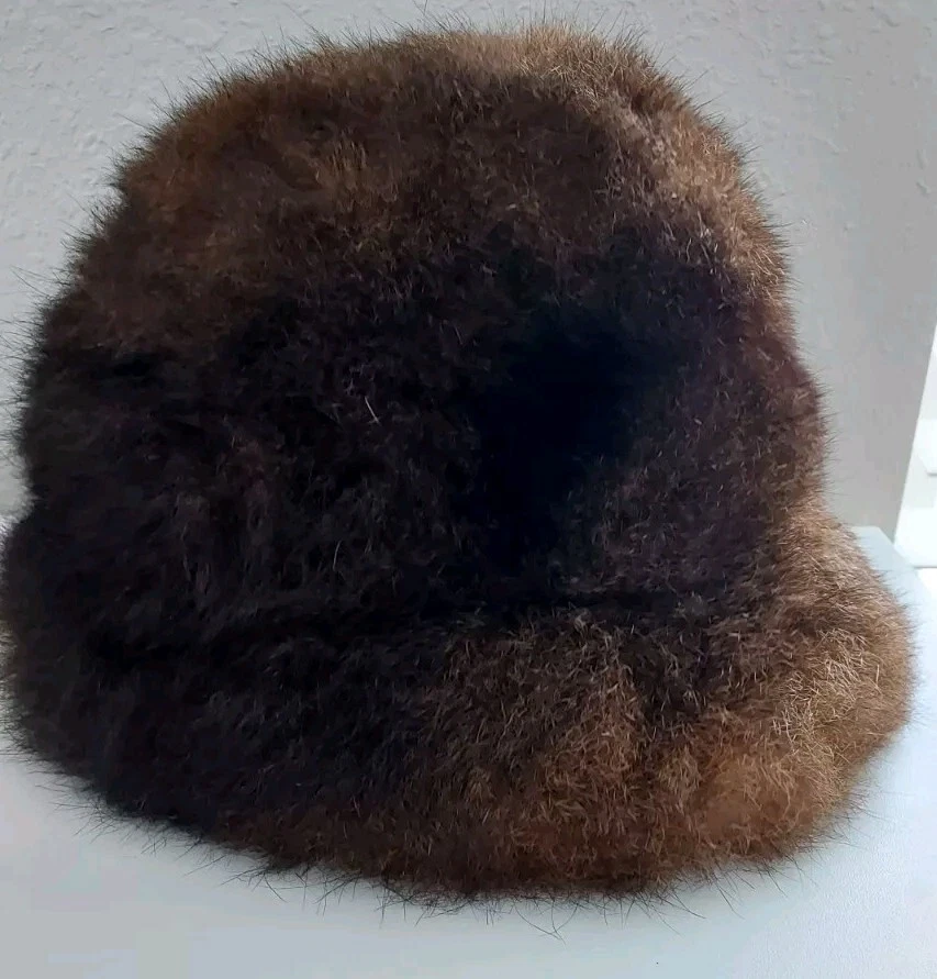 Vintage Women\'s Mink Hat Dark Brown Black Ribbon Brim Small 6 5/8 Mink Fur Black Vintage Hats for Women for sale | eBay main image 4