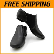Black Leather Jazz Shoes for Children