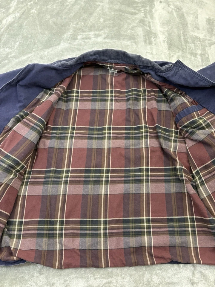 Vtg Izod Chore Jacket Mens Large Oversized 2XL Plaid Interior Blue Barn Canvas - Image 4 of 4