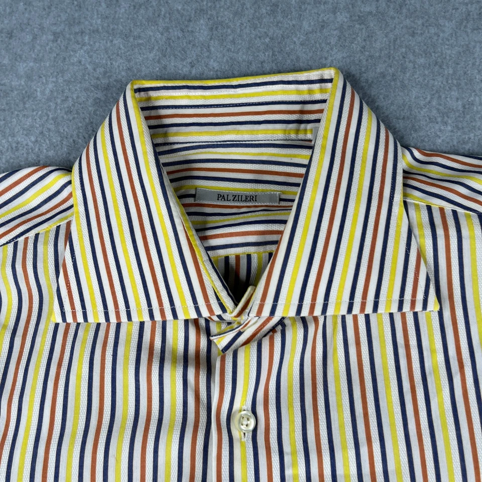 Camisa Pal Zileri 17.5 Colorida Rayas Informal Abotonada Manga Larga Para Hombre Foto 4 de 4