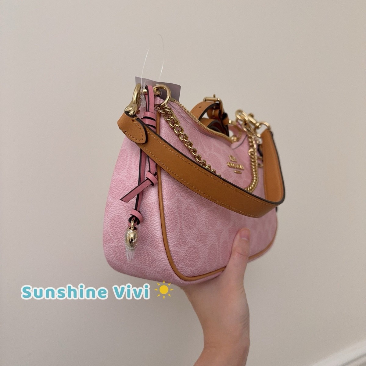 NWT Bundle Coach Powder Pink Teri Shoulder Bag Charms CEA20