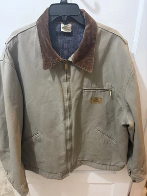 N-15 VTG 90s Duxbak Detroit Canvas Work Jacket XXL Blanket Lined Tan Corduroy - Image 1 of 4