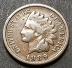 Indian Head 1889 Small Cent 1C BN Bronze Philadelphia Business Strike