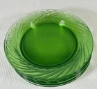 Pyrex Green Festiva Depression Glass Salad  Plates 7.5" Swirl USA. Set Of 7