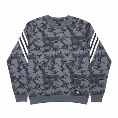 Vintage Adidas Camo Long Sleeve Shirt Mens Large Black Grey 3 Stripe Sportswear