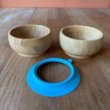 Avanchy Baby & Toddler Bowls Set of 2 Bamboo Wooden Suction Base Baby Led Wean