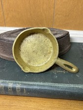 Vintage Japan Miniature Cast Iron Skillet, Salesman Sample Brass Finish