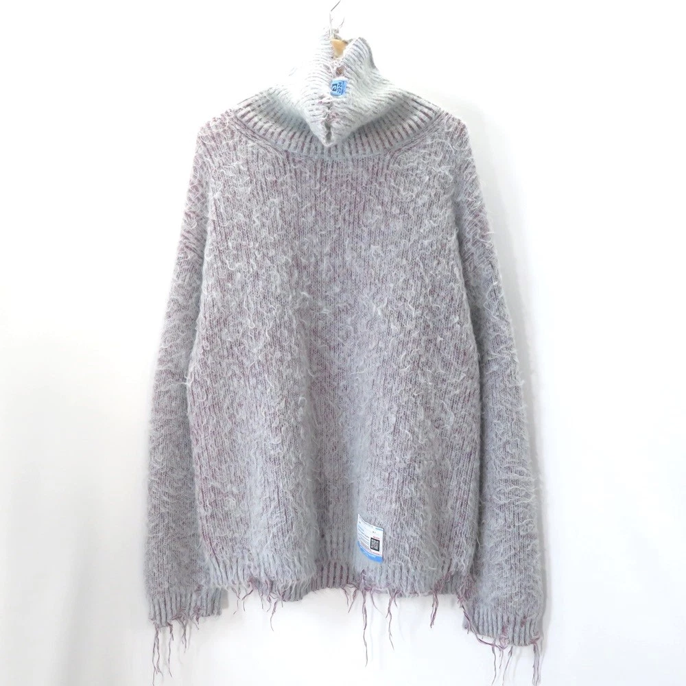 Maglione Maison Mihara Yasuhiro Mohair Lana Nylon Blu Taglia 44 Ottimo