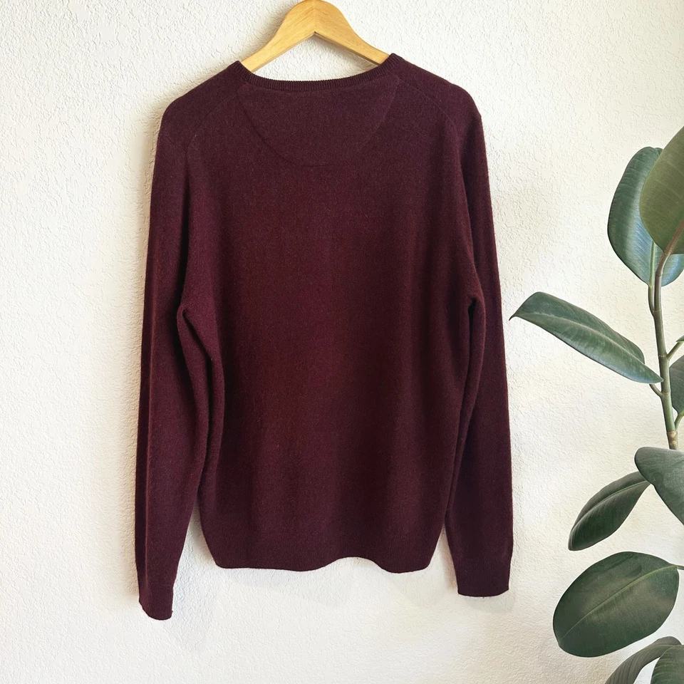 Nordstrom мужчин 100% кашемир ворота свитер большой бордовый пуловер ворота - Изображение 4 из 4