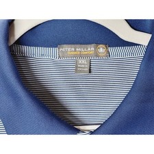 Peter Millar Polo Shirt Mens XXL Blue Striped Summer Comfort Short Sleeve Logo